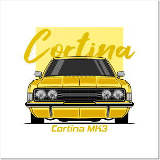 Front Yellow Cortina MK3 Classic Posters and Art